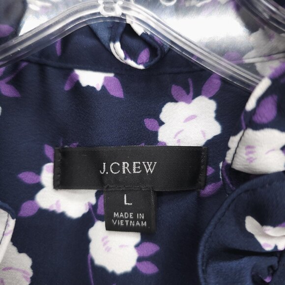 J.CREW Ruffleneck Sleeveless Popover Top Scattered Peony Floral Print Size LARGE - Picture 5 of 7